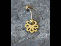 Load image into Gallery viewer, Bauchnabel Piercing Brass Edelstahl Blümchen Stein - chic-net.de
