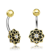 Cargar imagen en el visor de la galería, Bauchnabel Piercing Brass Edelstahl Stern Blume Stein - chic-net.de
