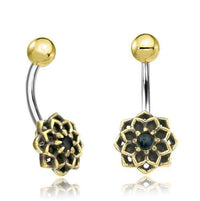 Cargar imagen en el visor de la galería, Bauchnabel Piercing Brass Edelstahl Stern Blume Stein - chic-net.de
