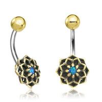 Cargar imagen en el visor de la galería, Bauchnabel Piercing Brass Edelstahl Stern Blume Stein - chic-net.de

