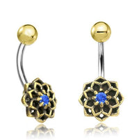 Cargar imagen en el visor de la galería, Bauchnabel Piercing Brass Edelstahl Stern Blume Stein - chic-net.de
