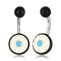 Cargar imagen en el visor de la galería, Bauchnabel Piercing Edelstahl Arangholz Bone Blume - chic-net.de
