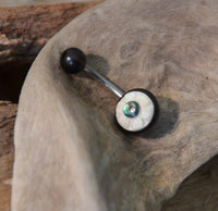 Cargar imagen en el visor de la galería, Bauchnabel Piercing Edelstahl Arangholz Bone Blume - chic-net.de
