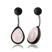 Cargar imagen en el visor de la galería, Bauchnabel Piercing Edelstahl Holz Stein Tropfen Träne - chic-net.de

