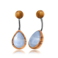 Cargar imagen en el visor de la galería, Bauchnabel Piercing Edelstahl Holz Stein Tropfen Träne - chic-net.de
