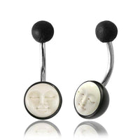 Cargar imagen en el visor de la galería, Bauchnabel Piercing Edelstahl Horn Bone Mond Gesicht - chic-net.de

