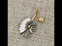 Load image into Gallery viewer, Bauchnabel Piercing Edelstahl Indianer gold - chic-net.de
