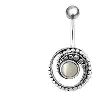 Load image into Gallery viewer, Bauchnabel Piercing Edelstahl Silber Punkte Spirale Inlay - chic-net.de
