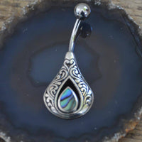 Cargar imagen en el visor de la galería, Bauchnabelpiercing aus Edelstahl Silber mit Tropfen Inlay - chic-net.de
