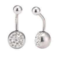 Cargar imagen en el visor de la galería, Bauchnabelpiercing Bananapiercing Edelstahl Zirkonia weiß Steine 2 Kugeln - chic-net.de
