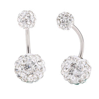 Cargar imagen en el visor de la galería, Bauchnabelpiercing Bananapiercing weiß Zirkonia Steine 2 Kugeln Edelstahl - chic-net.de
