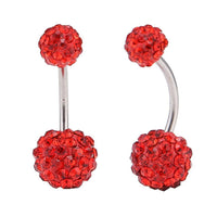 Load image into Gallery viewer, Bauchnabelpiercing Bananapiercing Zirkonia Steine rot 2 Kugeln Edelstahl - chic-net.de
