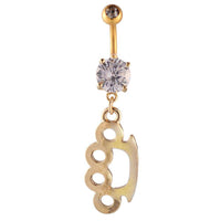 Load image into Gallery viewer, Bauchnabelpiercing Banenpiercing golden Schlagring weißer Zirkonia Stein quadratisch Edelstahl - chic-net.de
