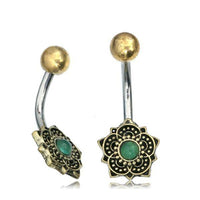 Cargar imagen en el visor de la galería, Bauchnabelpiercing Brass Edelstahl Bögen Blume Stein - chic-net.de
