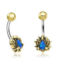 Cargar imagen en el visor de la galería, Bauchnabelpiercing Brass Edelstahl gold Lotus Stein - chic-net.de
