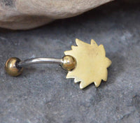 Cargar imagen en el visor de la galería, Bauchnabelpiercing Brass Edelstahl gold Lotus Stein - chic-net.de
