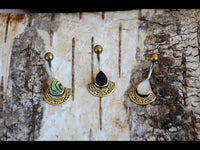 Cargar imagen en el visor de la galería, Bauchnabelpiercing Edelstahl Brass Bogen Träne Inlay - chic-net.de
