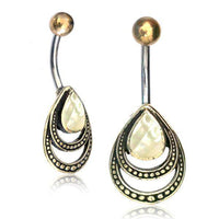 Cargar imagen en el visor de la galería, Bauchnabelpiercing Edelstahl Brass Doppelträne Inlay - chic-net.de

