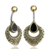 Load image into Gallery viewer, Bauchnabelpiercing Edelstahl Brass Ornament Träne Inlay - chic-net.de
