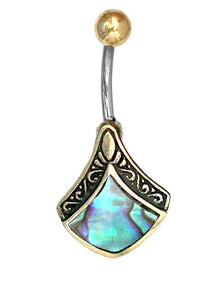 Cargar imagen en el visor de la galería, Bauchnabelpiercing Edelstahl Brass Raute Inlay - chic-net.de
