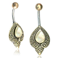 Cargar imagen en el visor de la galería, Bauchnabelpiercing Edelstahl Brass Schnörkel Träne Inlay - chic-net.de
