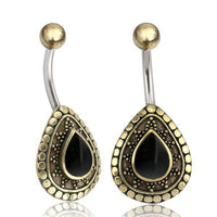 Cargar imagen en el visor de la galería, Bauchnabelpiercing Edelstahl Brass Sonnen Träne Inlay - chic-net.de
