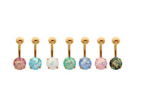 Cargar imagen en el visor de la galería, Bauchnabelpiercing Edelstahl gold Opal Stab 10x1.6mm - chic-net.de
