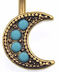 Load image into Gallery viewer, Bauchnabelpiercing Edelstahl Mond türkis gold - chic-net.de
