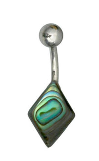 Cargar imagen en el visor de la galería, Bauchnabelpiercing Edelstahl Perlmutt Raute Paua Abalone - chic-net.de
