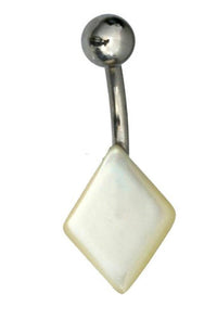 Cargar imagen en el visor de la galería, Bauchnabelpiercing Edelstahl Perlmutt Raute Paua Abalone - chic-net.de
