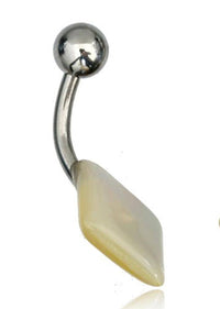 Cargar imagen en el visor de la galería, Bauchnabelpiercing Edelstahl Perlmutt Raute Paua Abalone - chic-net.de
