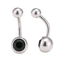 Cargar imagen en el visor de la galería, Bauchnabelpiercing Edelstahl silberfarben dunkelgrüner Stein - chic-net.de
