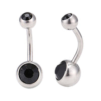 Cargar imagen en el visor de la galería, Bauchnabelpiercing Edelstahl silberfarben Stein schwarz in beiden Kugeln - chic-net.de
