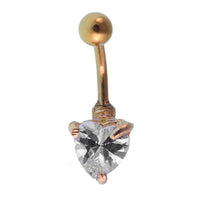 Cargar imagen en el visor de la galería, Bauchnabelpiercing golden Herz weißer Zirkonia Stein Edelstahl - chic-net.de
