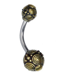 Load image into Gallery viewer, Bauchnabelpiercing Messing Edelstahl antik gold silber Kugel - chic-net.de
