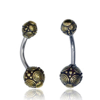 Load image into Gallery viewer, Bauchnabelpiercing Messing Edelstahl antik gold silber Kugel - chic-net.de

