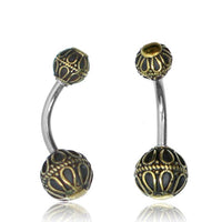 Load image into Gallery viewer, Bauchnabelpiercing Messing Edelstahl antik gold silber Kugel - chic-net.de
