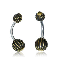 Load image into Gallery viewer, Bauchnabelpiercing Messing Edelstahl antik gold silber Kugel - chic-net.de

