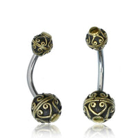 Load image into Gallery viewer, Bauchnabelpiercing Messing Edelstahl antik gold silber Kugel - chic-net.de
