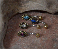 Cargar imagen en el visor de la galería, Bauchnabelpiercing Messing Edelstahl gold Kristall Auge - chic-net.de
