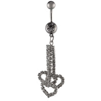 Cargar imagen en el visor de la galería, Bauchnabelpiercing silberfarben drei Herz Anhänger Zirkonia weiß Edelstahl - chic-net.de
