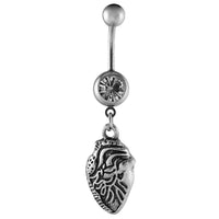 Load image into Gallery viewer, Bauchnabelpiercing silberfarben Ovaler Anhänger Struktur Edelstahl - chic-net.de
