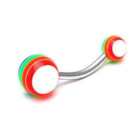Load image into Gallery viewer, Bauchnabelpiercing Streifen neon bunt Regenbogen Bioflex Kugeln Bananenpiercing Edelstahl nickelfrei - chic-net.de
