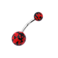 Load image into Gallery viewer, Bauchnabelpiercing Totenkopf Flammen Pirat Bioflex 2 Kugeln Bananenpiercing Edelstahl nickelfrei - chic-net.de
