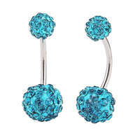 Load image into Gallery viewer, Bauchnabelpiercing Zirkonia Steine türkis Bananenpiercing Edelstahl - chic-net.de
