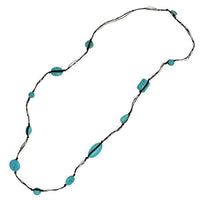 Load image into Gallery viewer, Baumwollkette braun Kette gewachst Baumwolle Türkis Stein Perlen rund oval eckig 75 cm - chic-net.de
