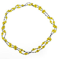 Load image into Gallery viewer, Baumwollkette, schwarze Kette aus gewachster Baumwolle mit gelben Glasperlen, handgefädelt, ca. 115cm lang - chic-net.de
