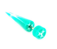 Load image into Gallery viewer, Biohazard Symbol türkis weiß Fake Piercing Expander Dehnungsstab Straight Dehnstab Unisex Acryl - chic-net.de
