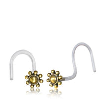 Load image into Gallery viewer, Nostril Piercing Messing Nasenstecker Screw Ende Bioflex 0,8 mm golden Steine - chic-net.de
