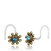 Load image into Gallery viewer, Nostril Piercing Messing Nasenstecker Screw Ende Bioflex 0,8 mm golden Steine - chic-net.de
